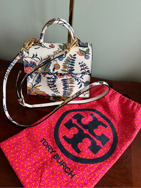 Tory Burch Handbags - Tory Burch White Floral Mini Satchel with Dustbag